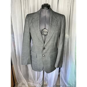 blazer plaid Vintage 1980s gray